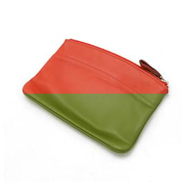 Hermès-Pochette de maquillage en cuir Hermes X Stamp (2016)-Orange