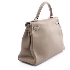 Hermès-Sac à main Hermes Kelly 32 Taurillon Clemence-Beige,Taupe