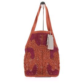 Vanessa Bruno Bolsa "Filet" de algodón calado con flores bordadas Naranja
