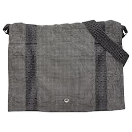 Hermès-Sac à épaule Hermès Canvas Herline Basas MM-Gris