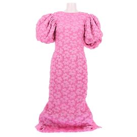 Rotate Rosa Spitzen-Midi-Kleid mit Puffärmeln Pink