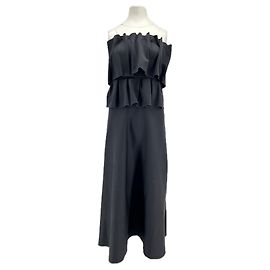 Dagmar Schwarzes Satin-Kleid Schwarz