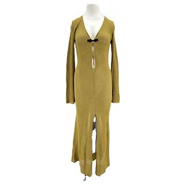 Autre Marque Vestido maxi de ganchillo caqui Caqui