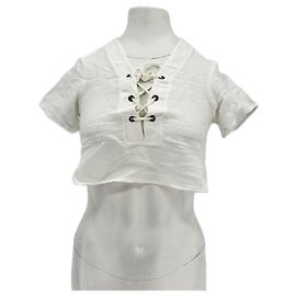 Reformation White Crop Top Short Sleeves White