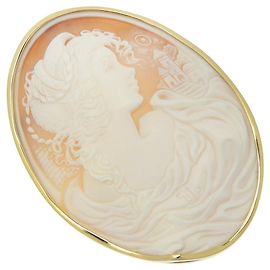 Autre Marque Broche de camafeo de oro amarillo K18 Dorado