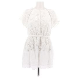 Mono blanco de algodón Zimmermann de manga corta Blanco