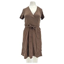 Vestido curto marrom de viscose com cinto Rouje Marrom