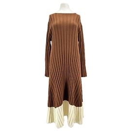 Autre Marque Robe côtelée bicolore Brown