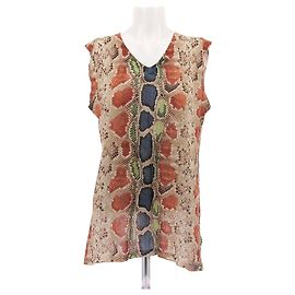 John Galliano Top à motif python Beige