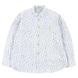 Camicia in denim con stampa obliqua in cotone Dior Blu Altro