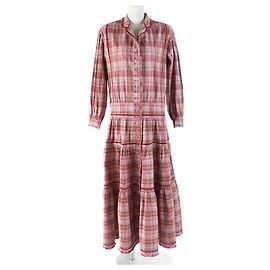 & Other Stories Vintage Karo Langarmhemd Kleid Pink Rot