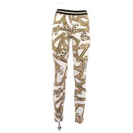 Versace Legging branco com padrões dourados Dourado