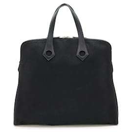 Hermès-Sac à main en toile et cuir Eboo d'Hermès-Noir