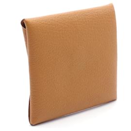 Hermès-Porte-monnaie en chèvre Bastia d'Hermès-Marron