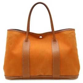 Hermès-Sac de toile officiel Hermes Garden Party-Orange