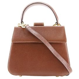Salvatore Ferragamo Leather 2WAY Shoulder Handbag Brown
