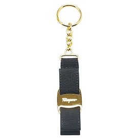 Chaveiro de lona Vara Ribbon da Salvatore Ferragamo Preto