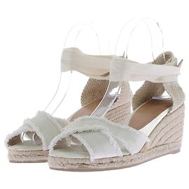 Castaner Sandales compensées en toile écrue Beige