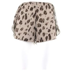 Anine Bing Mini short de seda com estampa de leopardo Marrom