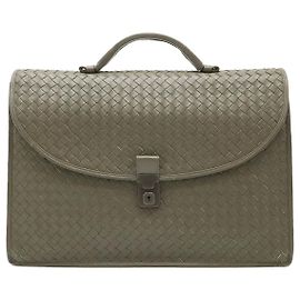 Bottega Veneta Leather Briefcase Brown Grey