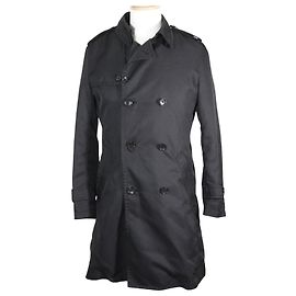& Other Stories Polyester Shadow Stripe Trench Coat Black Black