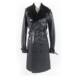 Yves Saint Laurent Saint Laurent Sheepskin Trench Coat Black 36 Black