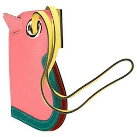 Hermès-Charm de sac à main en cuir Epsom Camaille de cheval Hermes Veau A Stamp (2017)-Rose