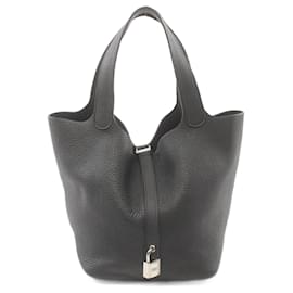 Hermès-Sac à main Hermes Picotin Lock MM en Taurillon Clemence-Noir