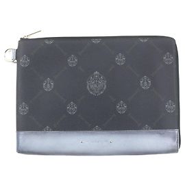 Pochette en cuir PVC logo Berluti Nino GM Noir Bleu clair