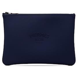 Hermès-Pochette plate Neobain MM en polyamide Hermes-Bleu