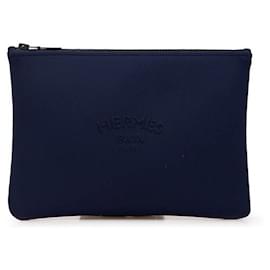 Hermès-Pochette plate Neobain MM en polyamide Hermes-Bleu