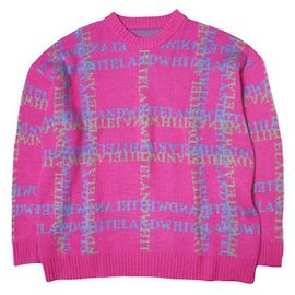 & Other Stories WHITELAND Logo Check Rundhals-Strickpullover Pink
