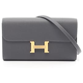 Hermès-Sac à épaule Hermes Constance Long To Go Evercolor-Gris