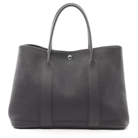 Hermès-Sac tote Hermes Garden Party PM Vache Country-Noir