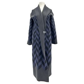 Loro Piana Three-Tone Cashmere Long Coat Grey Grey