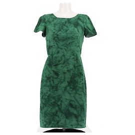 Vestido midi de seda verde com mangas curtas Prada Verde