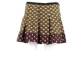 Louis Vuitton Mini jupe en soie imprimée coeurs Khaki