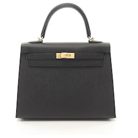 Hermès-Sac à main Hermes Kelly 25 Epsom-Noir