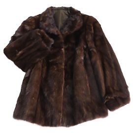 & Other Stories Casaco de pele de vison com forro floral, marrom Marrom