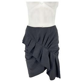 Isabel Marant Etoile Black Wool Flounce Skirt Black