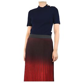 Tory Burch Navy gerippter Rollkragenpullover - Größe UK 10 Blau