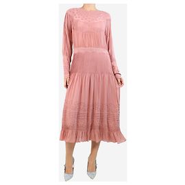 Ulla Johnson Rosa Francine Georgette-Midikleid - Größe UK 12 Pink