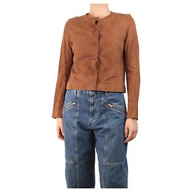 Vanessa Seward Caramel suede lambskin jacket - size UK 10 Brown