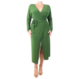 Norma Kamali Grünes Midi-Wickelkleid - Größe M Grün
