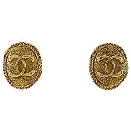 Boucles d'oreilles vintage Chanel Coco Mark plaquées or Doré