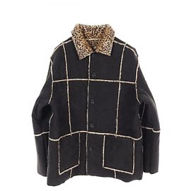 Supreme Reversible Faux Suede Leopard Coat Outerwear Black Beige