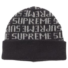 Supreme REFLECTIVE REPEAT Acrylic Knit Cap Black Grey