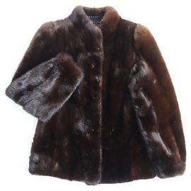 & Other Stories Mink Fur Short Coat Jacket Dark Brown Brown Dark brown