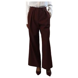 Dries Van Noten Pantalones plisados a rayas burdeos - talla UK 6 Burdeos