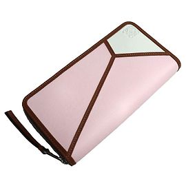 Cartera Zip Around Loewe Puzzle Castaño Rosa Blanco Azul